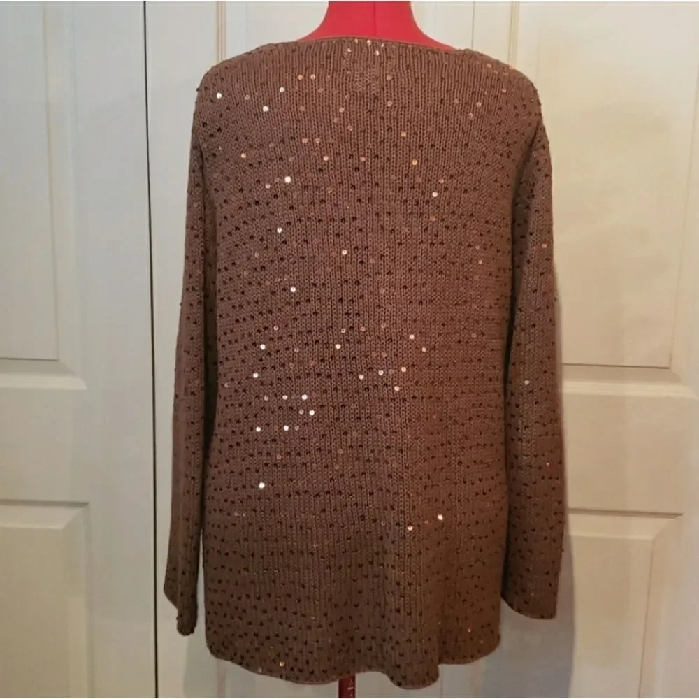 Maggie Sweet Brown Knitted Sequin Sweater
